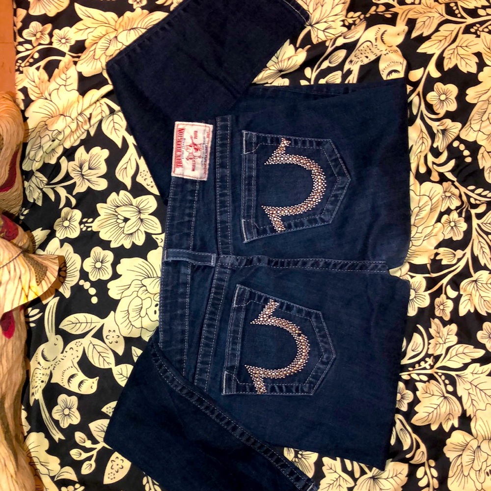 TRUE RELIGION. Y2K x It GIRL. Sliver Studs SUPER SKINNY DENIM JEANS .31 inches